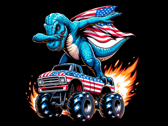 A Bold T-Rex Design for 4th of July T-Shirts & Graphics