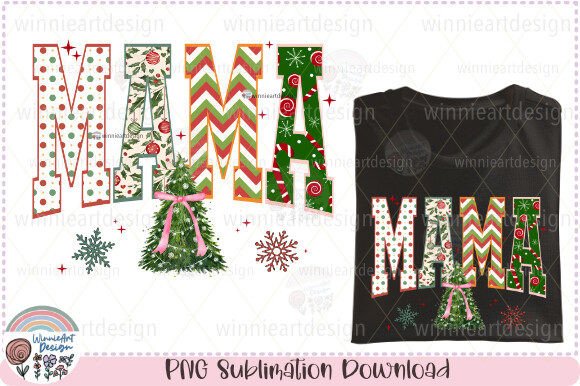 Christmas Mama Retro Coquette Graphics for T-Shirt Design