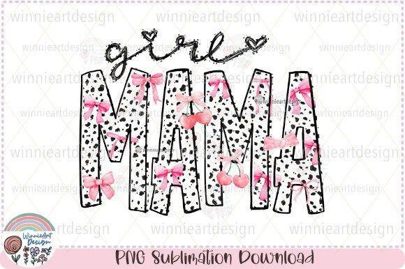 Girl Mama Coquette Pink Bow Graphics for T-Shirt Designs
