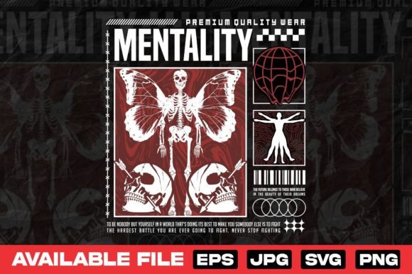 Mentality Skull: A Bold Graphics Asset for T-Shirt Designs