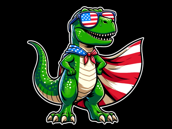 T Rex Dinosaur 4th of July USA Flag Graphics
