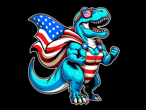 T Rex Dinosaur 4th of July Vector Graphics & T-Shirt Designs
