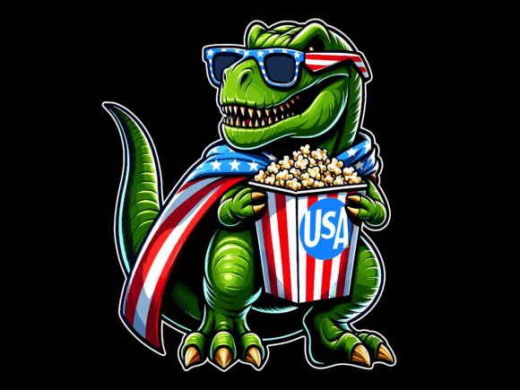 T-REX Holding Popcorn 4th of July