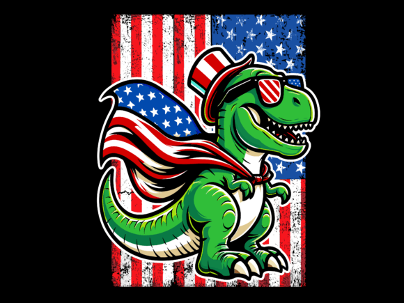 T-Rex Riding Firework USA Flag Vector Graphics & T-Shirt Designs