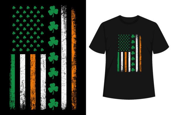 Vintage America Flag Shamrock Graphics for T-Shirt Designs